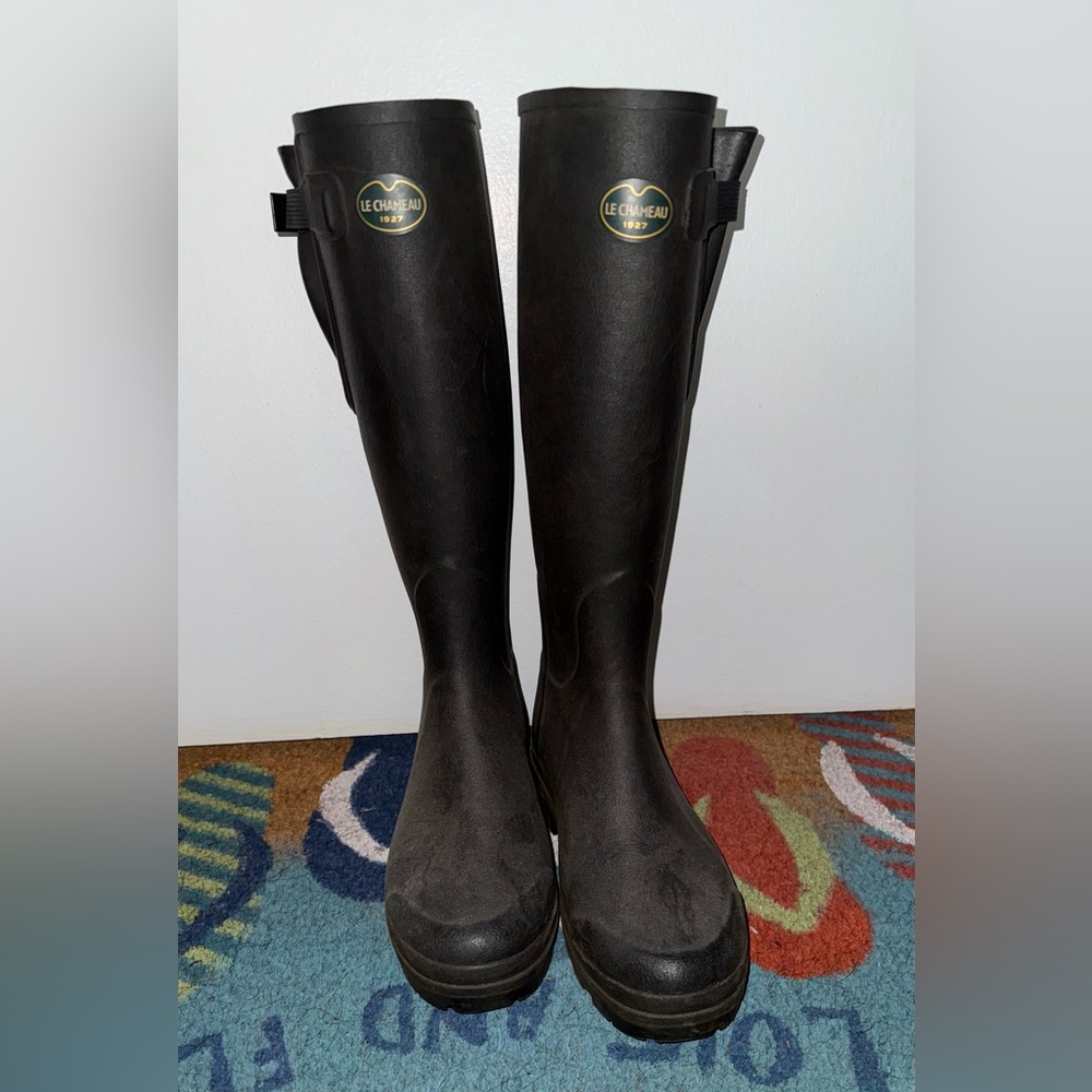 Le Chameau Lady Vierzon Black Tall Boots. Size 39 UK. RETAILS $300